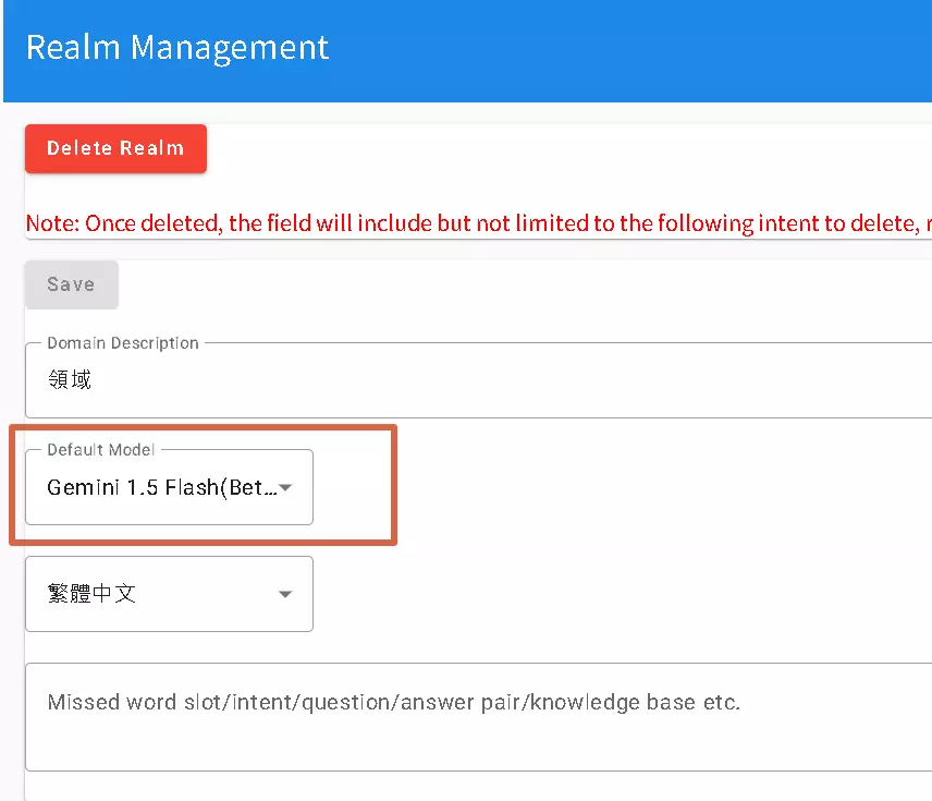 Domain change model